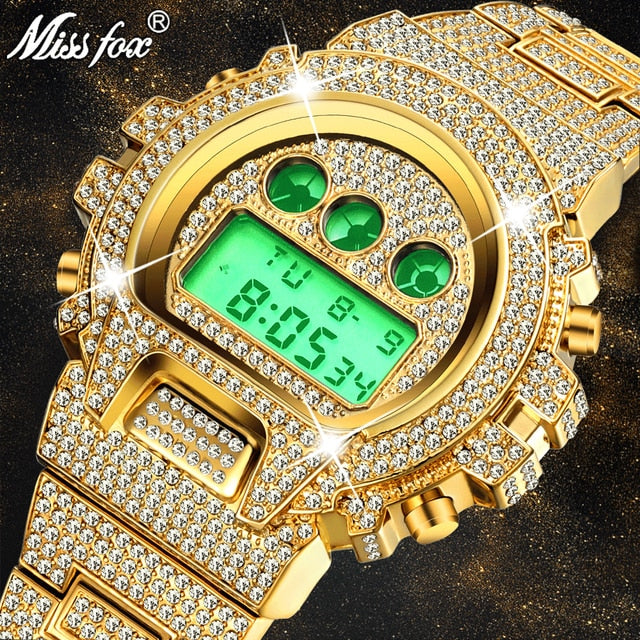 Digital Diamond Quartz Wristwatches