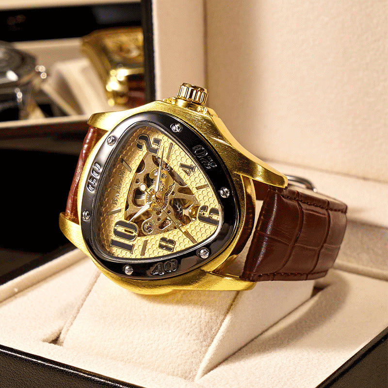 European And American Style Men's Fashion Casual Hollow Triangle Mechanical Watch