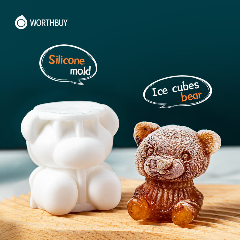 Cute Teddy Bear Silicone Mould Ice Cube Maker