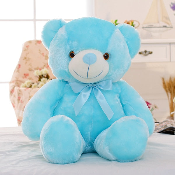 50cm Creative Light Up LED Teddy Bear Stuffed Animals Plush Toy Colorful Glowing   Christmas Gift for Kids Pillow